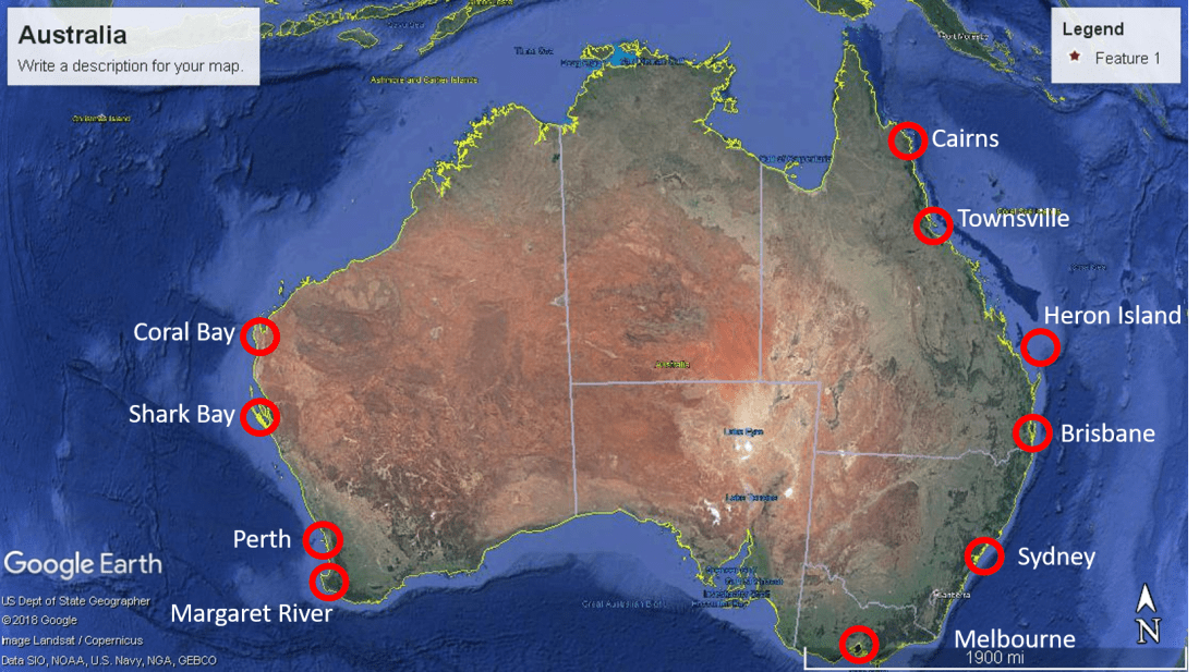Map of places visited